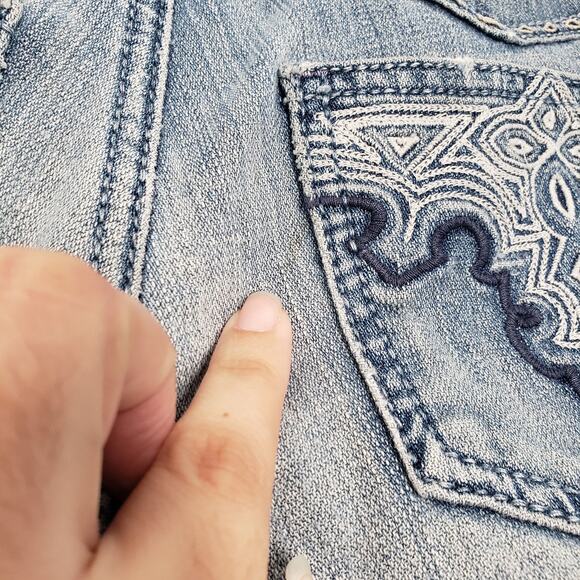 Antik Denim Jeans Womens 26 Blue Low Rise Skinny Embroidered Button Fly Western - Picture 11 of 16
